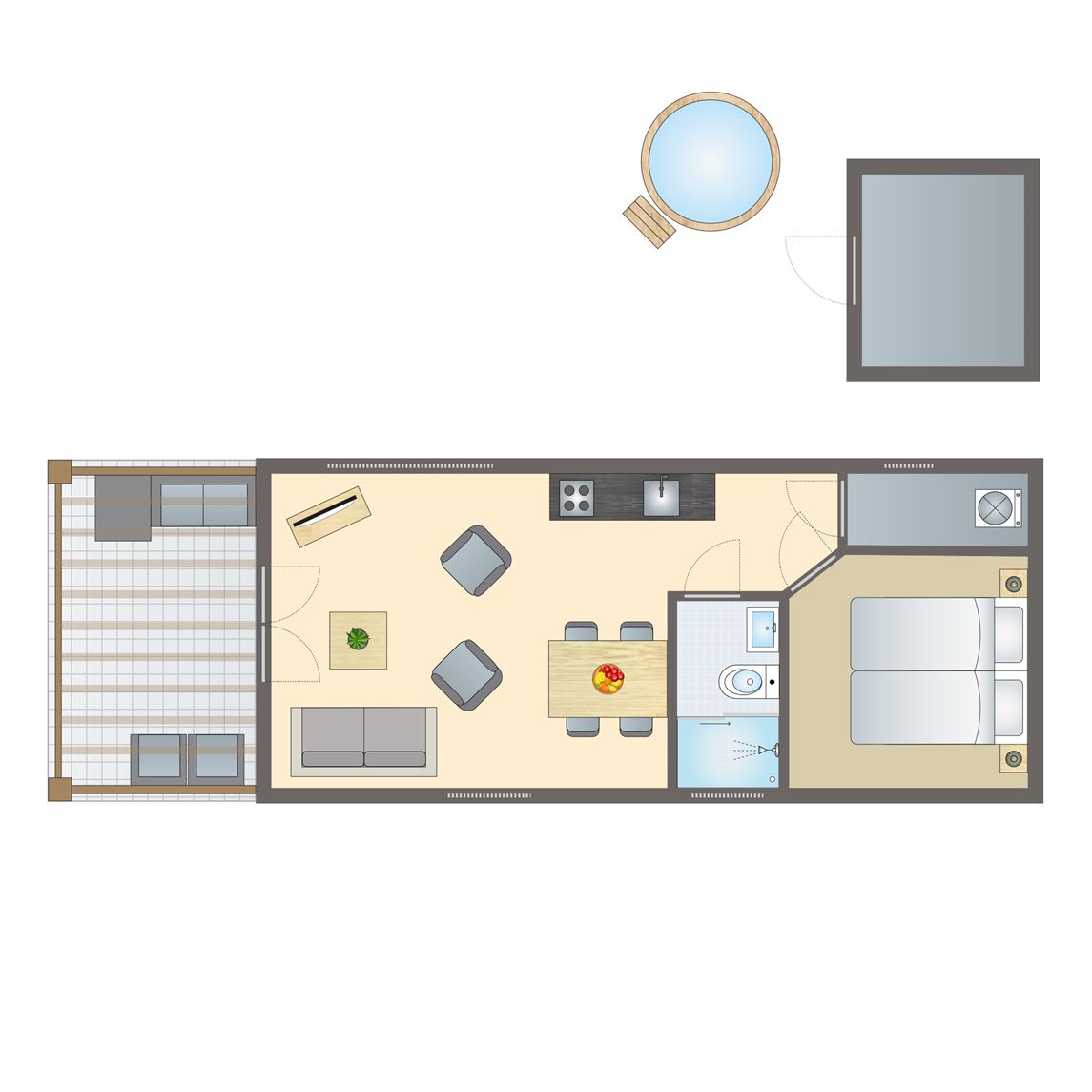 2 persoons Lodge Hottub