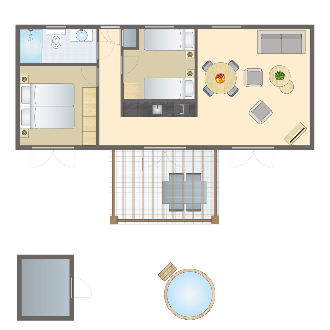 4 persoons Cottage Hottub