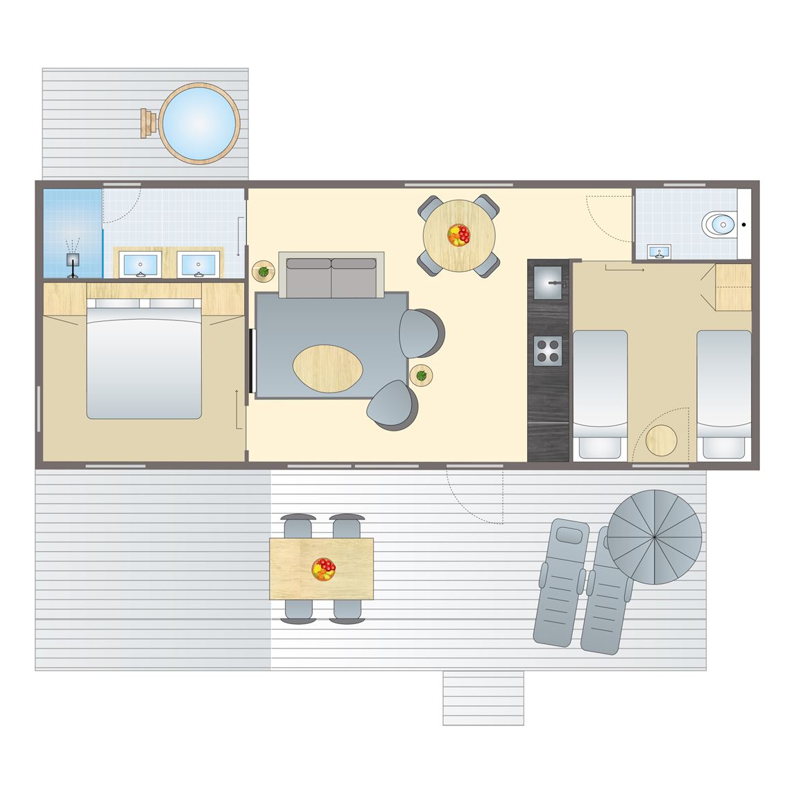 4 persoons hottub lodge